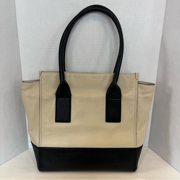 Kate Spade Tote Pebbled Cream Black Two Tone Shoulder Bag Purse Linda Southport - Picture 5 of 11